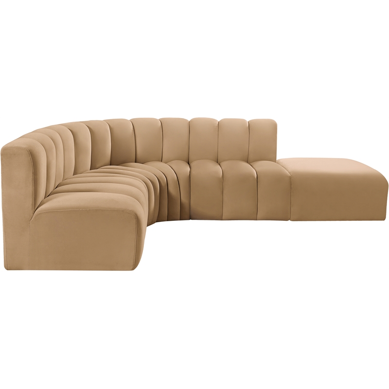 Bowery Hill Contemporary Soft Camel Velvet Modular Sectional