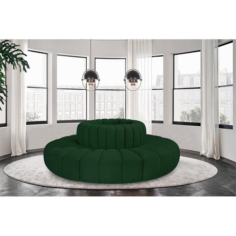 Bowery Hill Contemporary Green Boucle Fabric Modular Sectional