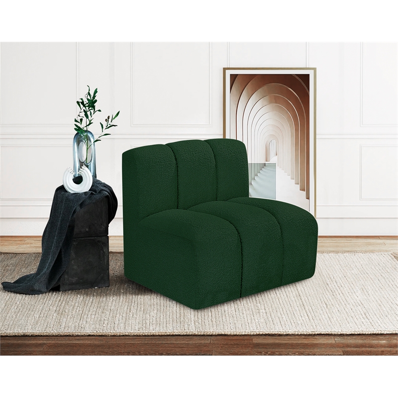 Bowery Hill Contemporary Rich Green Boucle Fabric Straight Chair
