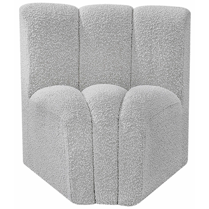 Bowery Hill Contemporary Rich Grey Boucle Fabric Curved Corner
