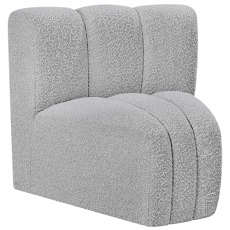 Bowery Hill Contemporary Rich Grey Boucle Fabric Curved Corner