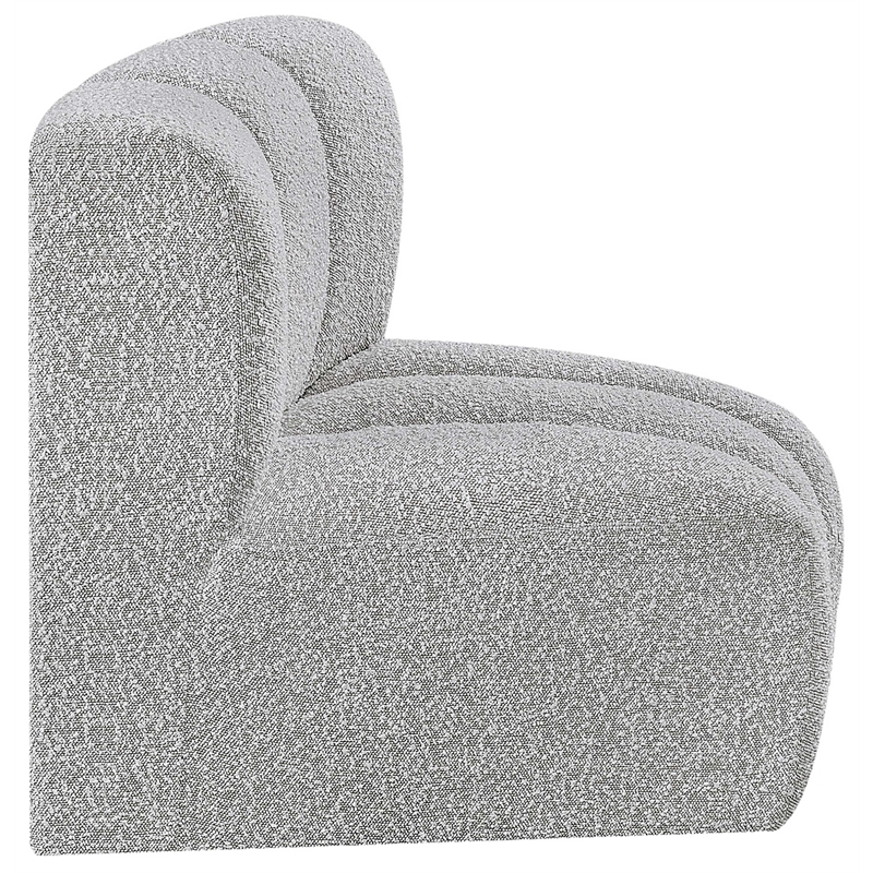 Bowery Hill Contemporary Rich Grey Boucle Fabric Curved Corner