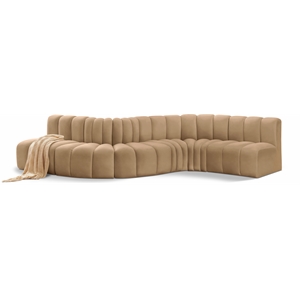 Bowery Hill Contemporary Soft Camel Velvet Modular Sectional