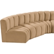 Bowery Hill Contemporary Soft Camel Velvet Modular Sectional