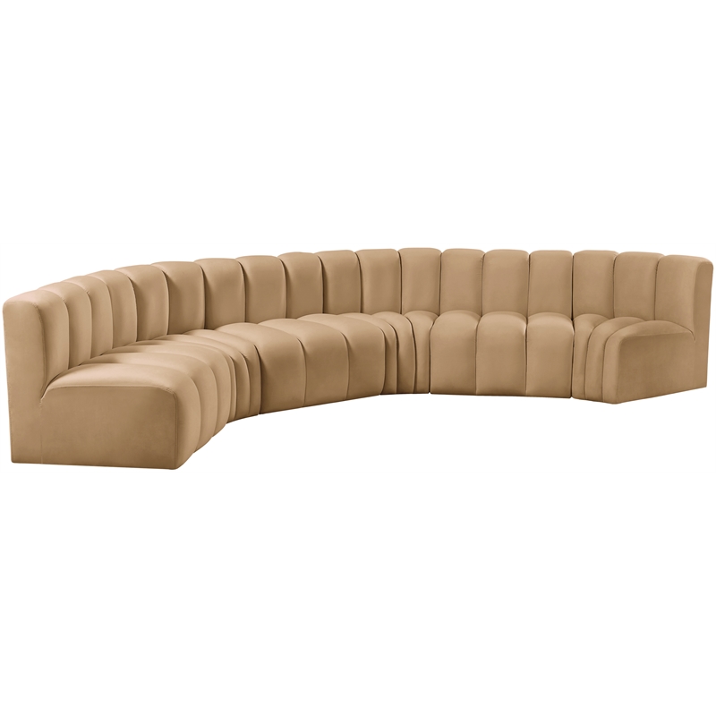 Bowery Hill Contemporary Soft Camel Velvet Modular Sectional