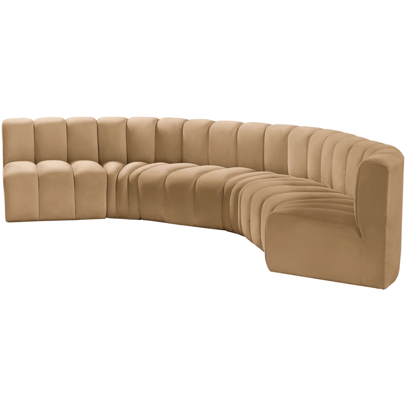 Bowery Hill Contemporary Soft Camel Velvet Modular Sectional