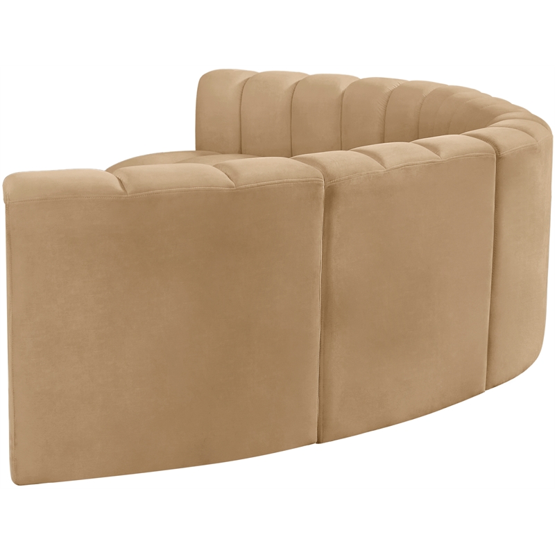 Bowery Hill Contemporary Soft Camel Velvet Modular Sectional
