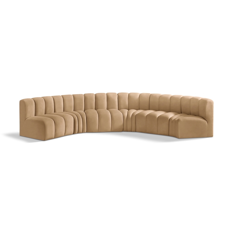 Bowery Hill Contemporary Soft Camel Velvet Modular Sectional