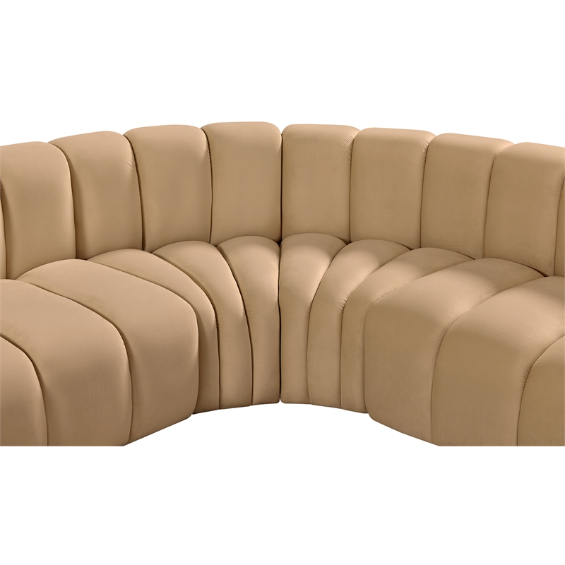 Bowery Hill Contemporary Soft Camel Velvet Modular Sectional