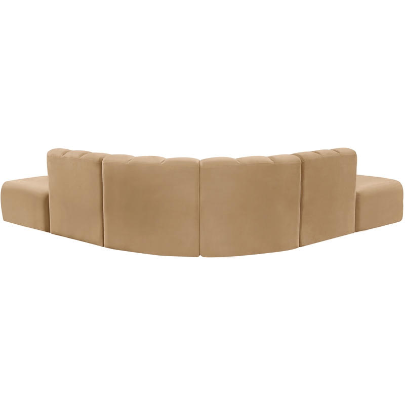 Bowery Hill Contemporary Soft Camel Velvet Modular Sectional