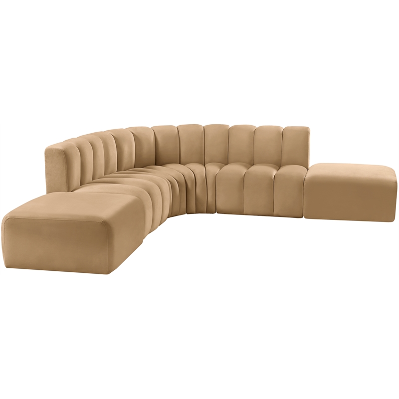 Bowery Hill Contemporary Soft Camel Velvet Modular Sectional