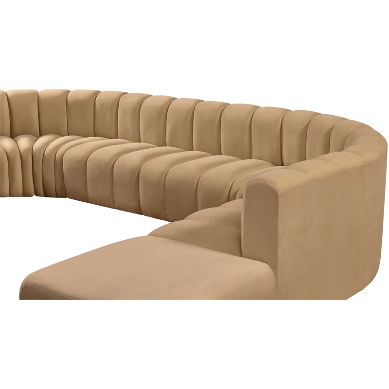 Bowery Hill Contemporary Soft Camel Velvet Modular Sectional