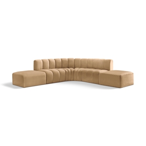 Bowery Hill Contemporary Soft Camel Velvet Modular Sectional