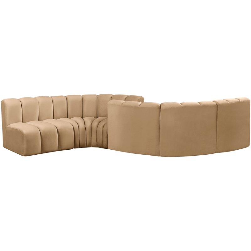 Bowery Hill Contemporary Soft Camel Velvet Modular Sectional