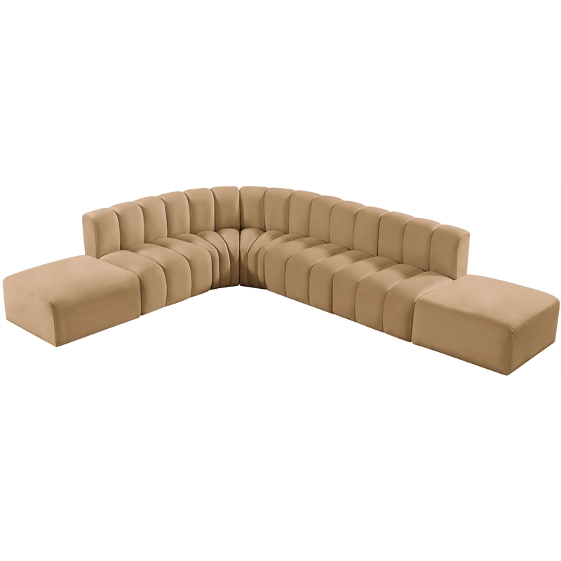 Bowery Hill Contemporary Soft Camel Velvet Modular Sectional