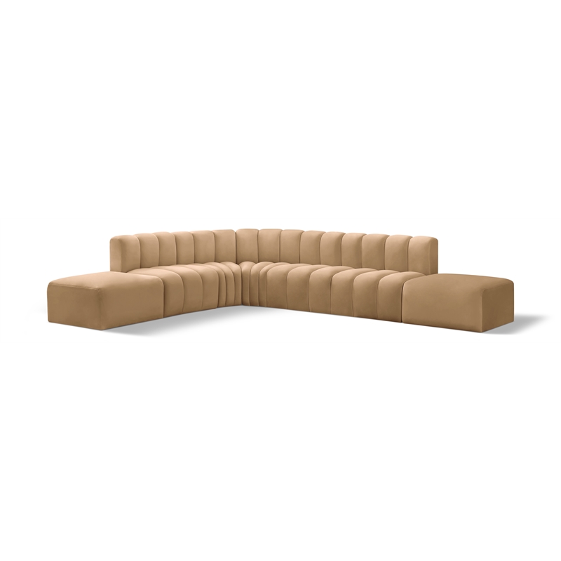 Bowery Hill Contemporary Soft Camel Velvet Modular Sectional