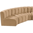 Bowery Hill Contemporary Soft Camel Velvet Modular Sectional