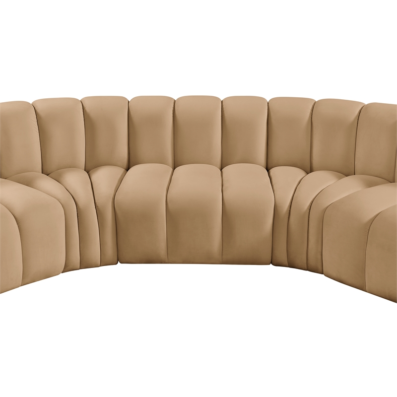 Bowery Hill Contemporary Soft Camel Velvet Modular Sectional