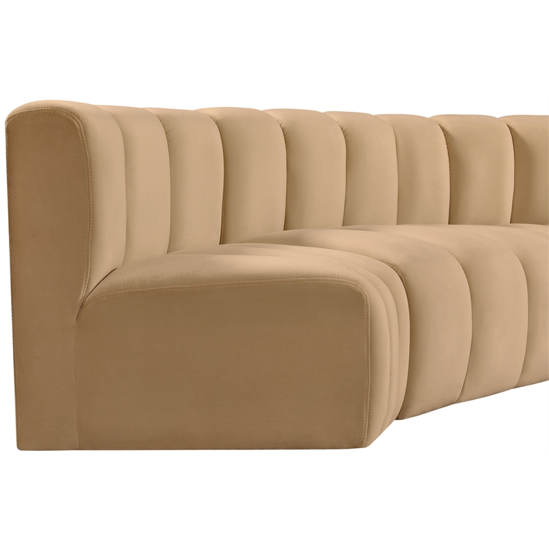 Bowery Hill Contemporary Soft Camel Velvet Modular Sectional