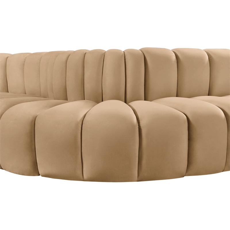 Bowery Hill Contemporary Soft Camel Velvet Modular Sectional