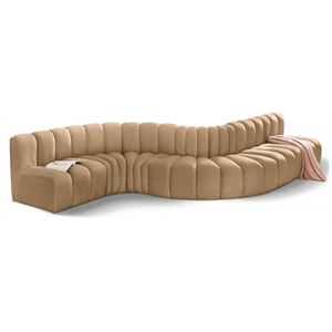 Bowery Hill Contemporary Soft Camel Velvet Modular Sectional