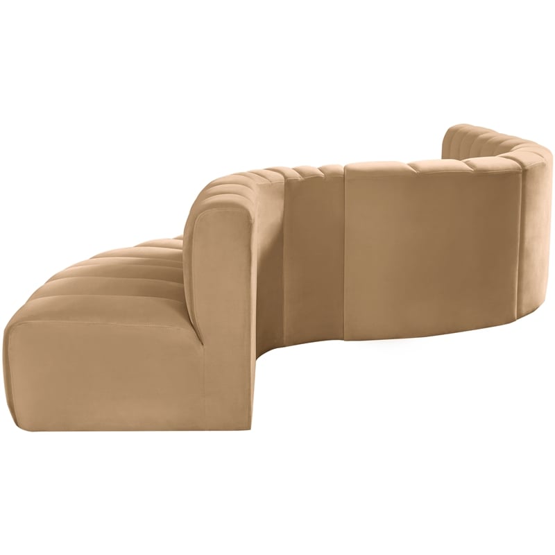 Bowery Hill Contemporary Soft Camel Velvet Modular Sectional