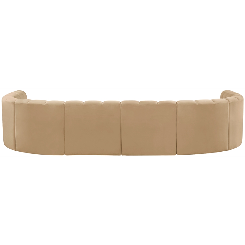 Bowery Hill Contemporary Soft Camel Velvet Modular Sectional