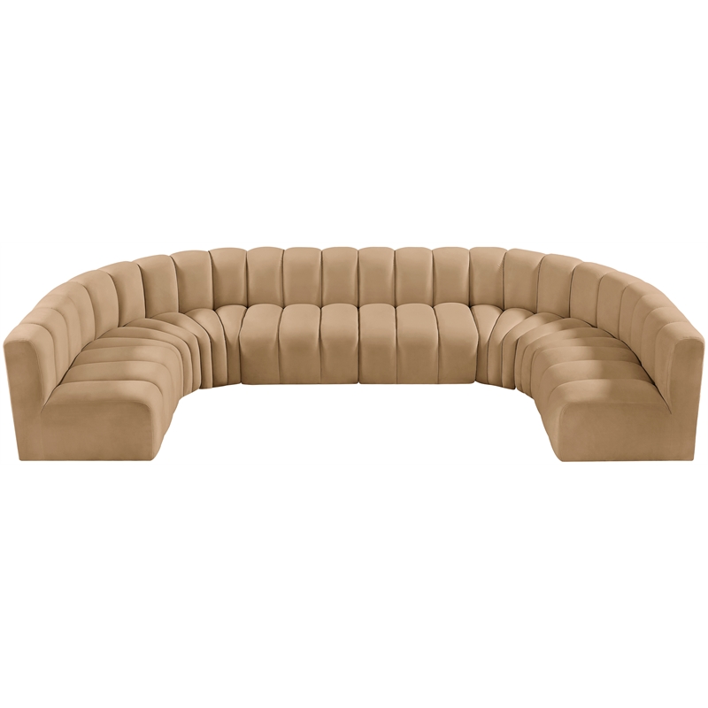 Bowery Hill Contemporary Soft Camel Velvet Modular Sectional