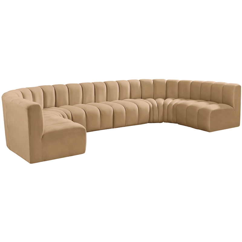 Bowery Hill Contemporary Soft Camel Velvet Modular Sectional