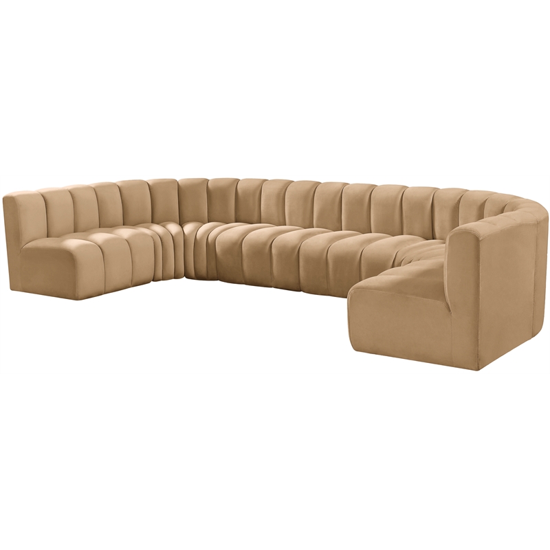 Bowery Hill Contemporary Soft Camel Velvet Modular Sectional