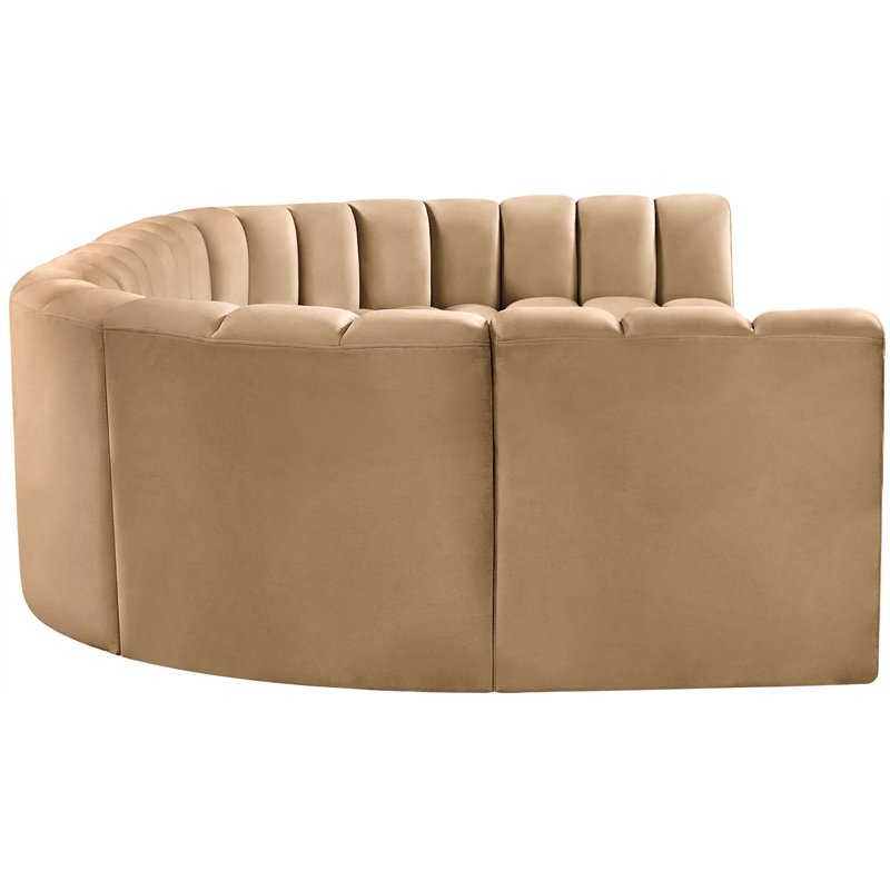 Bowery Hill Contemporary Soft Camel Velvet Modular Sectional