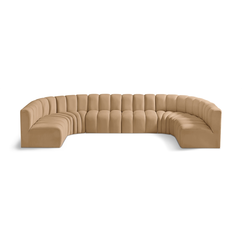 Bowery Hill Contemporary Soft Camel Velvet Modular Sectional