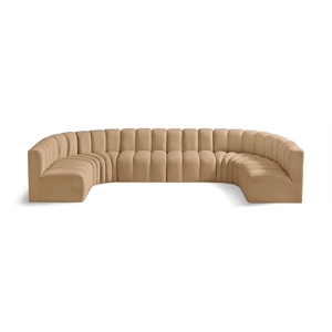 Bowery Hill Contemporary Soft Camel Velvet Modular Sectional