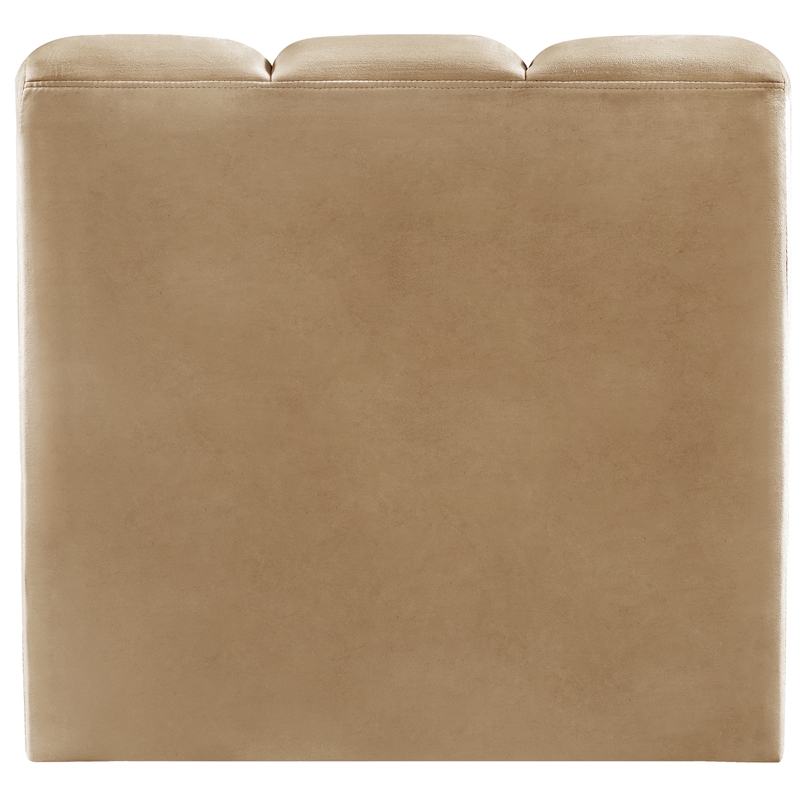 Bowery Hill Contemporary Deep Channel Tufted Soft Camel Velvet Straight Chair
