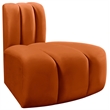 Bowery Hill Contemporary Deep Channel Tufted Soft Cognac Velvet Reverse Corner