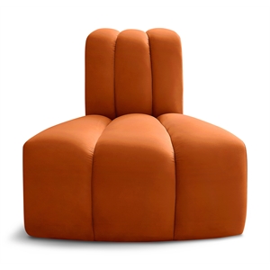 Bowery Hill Contemporary Deep Channel Tufted Soft Cognac Velvet Reverse Corner