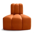 Bowery Hill Contemporary Deep Channel Tufted Soft Cognac Velvet Reverse Corner