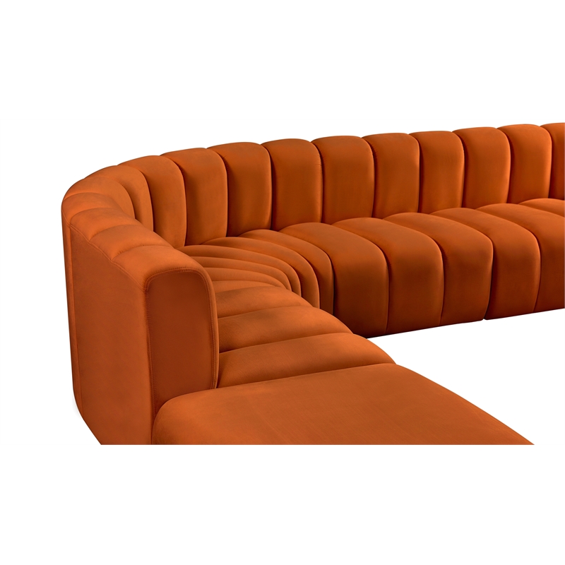 Bowery Hill Contemporary Soft Cognac Velvet Modular Sectional