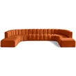 Bowery Hill Contemporary Soft Cognac Velvet Modular Sectional