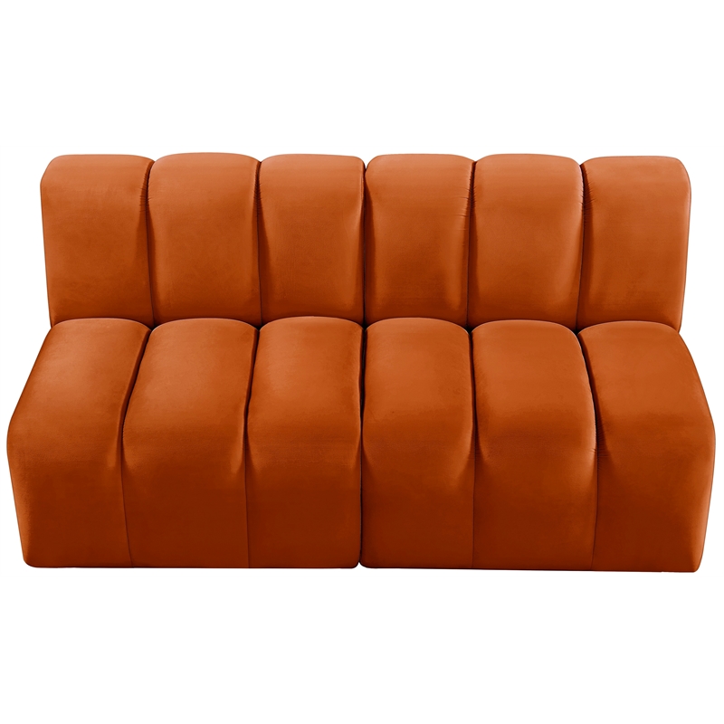 Bowery Hill Contemporary Soft Cognac Velvet Modular Sectional