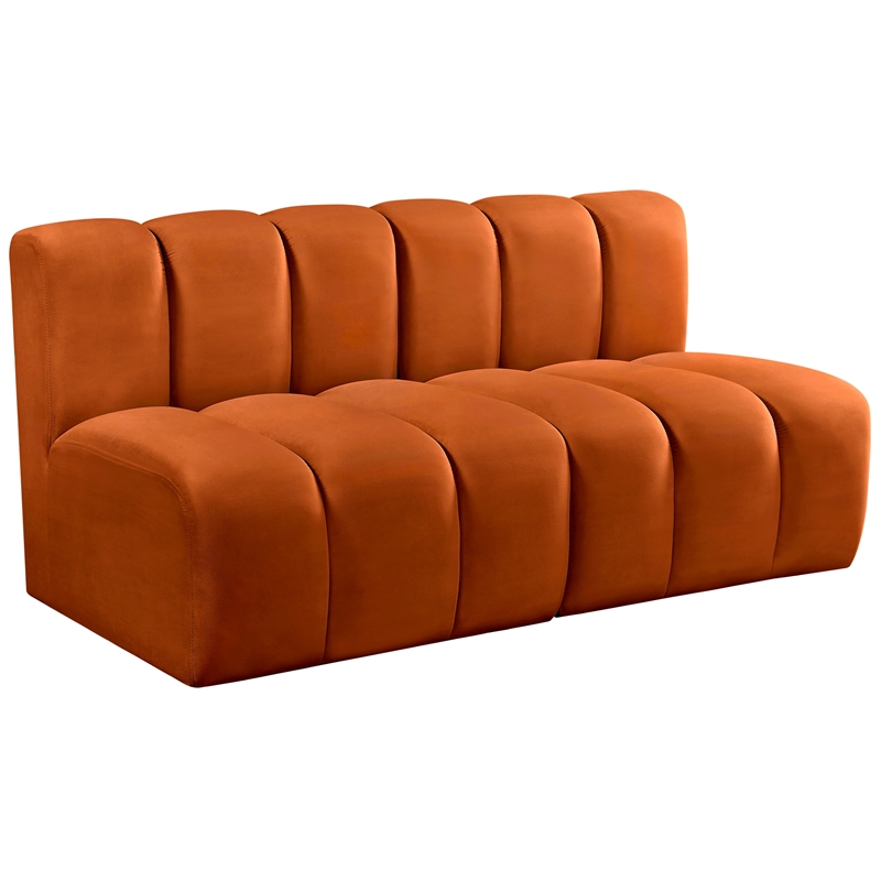 Bowery Hill Contemporary Soft Cognac Velvet Modular Sectional