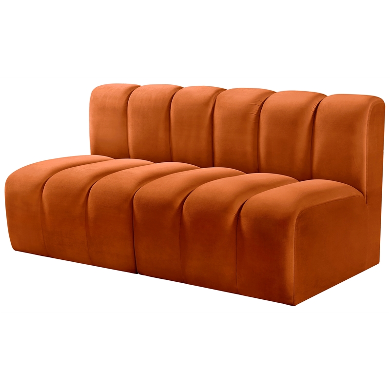 Bowery Hill Contemporary Soft Cognac Velvet Modular Sectional