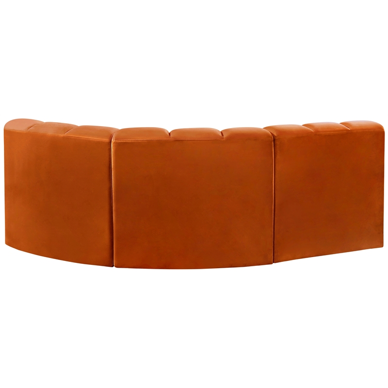 Bowery Hill Contemporary Soft Cognac Velvet Modular Sectional