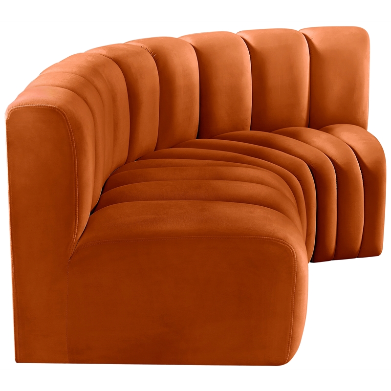 Bowery Hill Contemporary Soft Cognac Velvet Modular Sectional