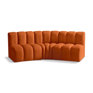 Bowery Hill Contemporary Soft Cognac Velvet Modular Sectional