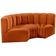Bowery Hill Contemporary Soft Cognac Velvet Modular Sectional