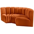 Bowery Hill Contemporary Soft Cognac Velvet Modular Sectional