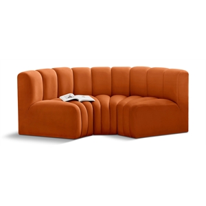 Bowery Hill Contemporary Soft Cognac Velvet Modular Sectional
