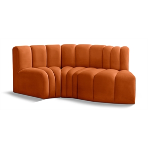 Bowery Hill Contemporary Soft Cognac Velvet Modular Sectional