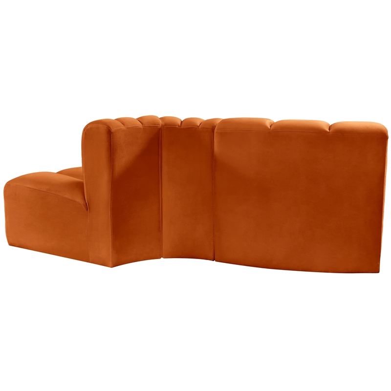Bowery Hill Contemporary Soft Cognac Velvet Modular Sectional